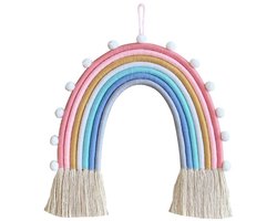 Allecto - Tapestry Wanddecoratie - Boho Stijl - Blauw - Katoenen Touw - Woondecoratie - Kleine Muurhanger - Met Kwasten - Slaapkamer Decor - Woonka...