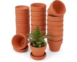 Allecto Terracotta Bloempotten - Binnen - Met Onderschotels - Binnen Bloempotten - Voor Planten en Bloemen - Set van 16