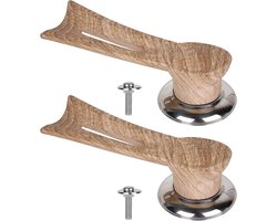 Allecto - Universele Potdekselknoppen - Vervanging - Natuurlijk Hout Textuur - Verticaal Schroeftype - Kookgerei Deksels - Set van 2 - Geschikt voor Diverse Pannen - Licht Hout Kleur