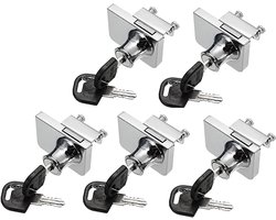 Allecto- Veilig Glas Kabinet Slot - Venster Vergrendelingssysteem - Transparant - Glas Showcase Lock - Geschikt voor IKEA Meubels Gewatteerde Slot - Dubbele Sleutels - Veilige Schuifdeurvergrendeling met Sleutels (6-pack)