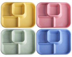 Allecto - Verdeelde borden - Herbruikbaar servies - 4 vakken - Snackborden - Vaatwasserbestendig - Geschikt voor volwassenen en kinderen