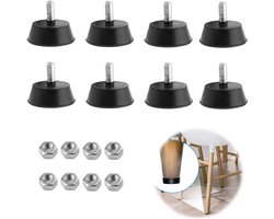 Allecto - Verstelbare rubberen meubelpoten - Nivelleringsvoet - Hoogwaardige demping - M6 x 32 mm - Meubelglijders voor kast en tafel - Geschikt vo...
