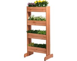 Allecto - Verticaal bloembed - Plantenbakken - Ruimtebesparend - Bruin - Tuin decoratie - Geschikt voor balkon en terras - 55 x 40 x 125 cm