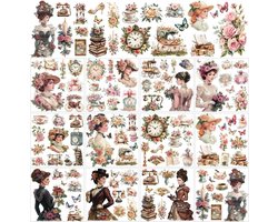 Allecto- Vintage dame bloemen transferstickers - Ambachtelijk - 12 vellen - Theekranssticker - Vintage - Geschikt voor kast - Victoriaanse dame wrijven op transferstickers - Hofboeket wrijven op stickers - Lade dressoir - Bloemen wrijven op transfers