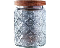 Allecto- Vintage glazen pot - Verzegelde opslagpot - Food grade - Vintage - Huishoudelijk - Opbergpot - Begoniapatroon - Grote opslagpot - Geschikt voor koffiebonen en theebloemen - Vintage glazen pot met deksel