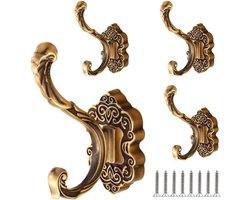 Allecto - Vintage Wandkapstokhaken - Antiek Design - Messing Brons - Wandhaken - Schroeven - Ophangen Handdoeken - Sleutels Hoeden Kleding - Geschikt voor - Verschillende toepassingen - Kapstokhaken 4 Stuks