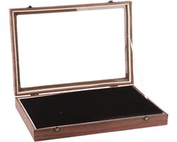 Allecto- Vitrine voor medailles - Vitrinekast - Glasdeur - Zwart - PU leder - Display - Medailleverzameling - Geschikt voor pins - Zwart PU lederen vitrinekast, glazen deur voor medailles en sieraden, ideaal voor pin verzameling.