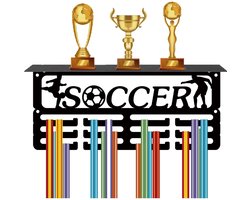 Allecto - Voetbal Medaillehouder - Trofeeplank voor Medailles - Klein en Modern - Roestbestendig - Display voor Sportprijzen - Geschikt voor Vrouwe...