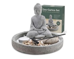 Allecto - Zen Tuin Set - Boeddha - Spirituele Decoratie voor Innerlijke Rust - Decoratieve Steen - Theelichthouder - Meditatie - Tuinaccessoires - ...