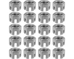 Allecto- Zeshoek Slotted Moer - Grade 4.8 - Koolstofstaal - Mechanische Industrie - Garage - Meubels Bevestigingsmiddelen - Geschikt voor - M14x1.5mm - Hex Kasteel Moeren - Kasteel Moeren - 20 Stuks