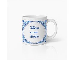 Alleen maar liefde Mok 330ml – Elegante Blauwe Delfts Design Koffiebeker – Hartverwarmend Cadeau voor Geliefden – Perfect voor Thuis, Kantoor of Valentijnsdag