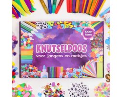 Allerion Knutseldoos – 1000+ Onderdelen – Inclusief Instructieboekje met Voorbeelden – Knutselpakket voor Meisjes & Jongens – Creatief Speelgoed Kinderen 3+ – Vol Stickers, Pompoms, Papier, Glitterlijm & Meer – Knutselen Kinderen – Cadeau Idee