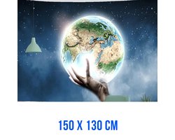 Allernieuwste® Save The Earth Wandkleed Groot Wandtapijt Wanddecoratie Muurkleed Tapestry - Red Onze Wereld - Kleur - 150 x 130 cm