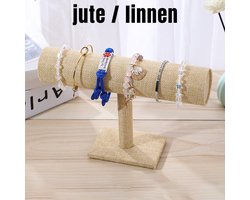 Allernieuwste.nl® 1-Laags Armband Display Sieraden Rek Sieradenstandaard JUTE / LINNEN Kleur Zwart 1 Rol - 23.7 x 7 x 13.5 cm - Linnen-Jute