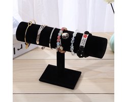 Allernieuwste.nl® 1-Laags Armband Display Sieraden Rek Sieradenstandaard PU LEER Kleur Zwart 1 Rol - 23.7 x 7 x 13.5 cm - Zwart PU Leer