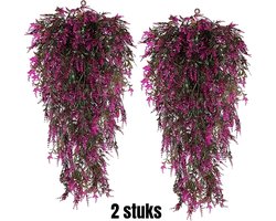 Allernieuwste.nl® 2 STUKS Hangende Kunstplanten Lotus Bloemen voor Terras Veranda Balkon UV-Bestendig 75 cm Kleur Rood %%