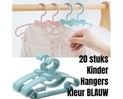 Allernieuwste.nl® 20 Stuks Kinder Kledinghangers Kind Licht-Blauwe Baby en Kinderkledinghangers voor Meisjes en Jongens - Kinder Kleding Hanger Kasthangers - SET 20 STUKS BLAUW