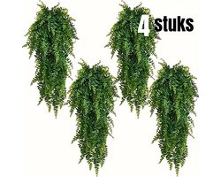 Allernieuwste.nl® 4 STUKS Hangende Kunstplanten Groene Varens voor Terras Veranda UV-Bestendig 78 cm Kleur Groen %%