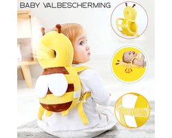 Allernieuwste.nl® Baby Valkussen Hoofdbeschermer Model BIJ - Veiligheid - Geel Bruin