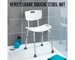 Allernieuwste.nl® Belastbare Verstelbare Douche Stoel met Rugleuning – Antislip – Wit – Ergonomisch & Veilig Douchehulpmiddel voor Ouderen, Revalidatie & Zorggebruik
