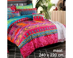 Allernieuwste.nl® Boho Bohemian Dekbedovertrek met 2 Kussenslopen Set - Kleurige Bedsprei Zacht Ademend - 240 x 220 cm %%