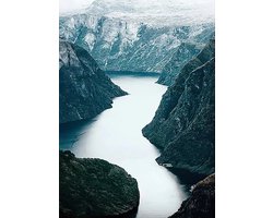 Allernieuwste.nl® Canvas Schilderij Noorse Fjorden Noorwegen - Natuur SkandinaviÃ« - kleur - 60 x 80 cm