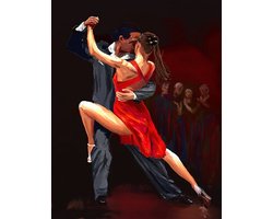 Allernieuwste.nl® Canvas Schilderij Tango Dansers met Passie - Woonkamer - Poster - 60 x 80 cm - Kleur
