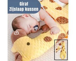 Allernieuwste.nl® Giraf Zijslaap Kussen Baby met Riem - Zijligkussen Rolkussen Zijslaapkussen Plat Hoofd - Coussin de couchage latéral girafe bébé avec ceinture- Cadeau de maternité - Kraamcadeau GIRAF 80 x 25 cm