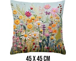 Allernieuwste.nl® Kussenhoes Heidebloemen Kussen Polyester - Kussenovertrek Bloemen - Kleur 45 x 45 cm %%