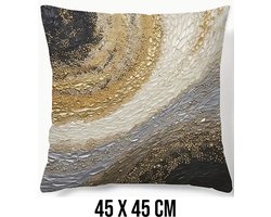 Allernieuwste.nl® Kussenhoes Patroon Mechanisme Goud Zilver Kussen Polyester - Kussenovertrek - Kleur 45 x 45 cm %%