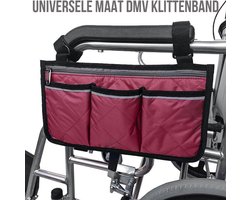 Allernieuwste.nl® Rolstoel Armsteun Opbergtas - Looprek Rolstoeltas met 4 Opbergvakken - 32.5 x 18 cm - Kleur Bordeaux ROOD