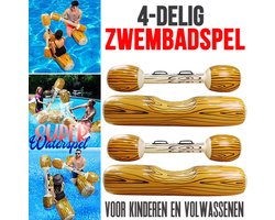 Allernieuwste.nl® SET Opblaasbaar Boomstam Zwembadspel 4-delig - Zwembad Spel - Strand Zee ZwembadSpeelgoed - Waterplezier - Vakantie - Tot 80 kg - 4 delig