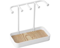 Allernieuwste.nl® Sieradenstandaard Display Kettingen, Armbanden, Ringen, Oorbellen - Multifunctioneel Opberg Rek met Bakje - PVC 20 x 19 cm - WIT