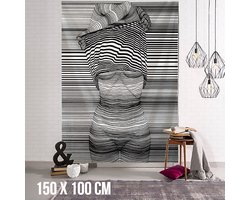 Allernieuwste.nl® Urban Loft Wandkleed Groot Wandtapijt Wanddecoratie Minimalisme Muurkleed Tapestry - Half Naakt - Zwart Wit - 150 x 100 cm