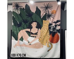 Allernieuwste.nl® Urban Loft Wandkleed Wandtapijt Meisje Strand Bohemian Wanddecoratie Minimalisme Muurkleed Tapestry - Relax- 70 x 100 cm