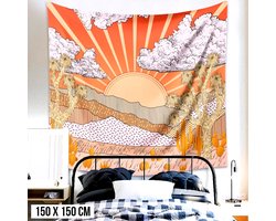 Allernieuwste.nl® Urban Loft Wandkleed Wandtapijt Zon Landschap Wanddecoratie Minimalisme Muurkleed Tapestry - Bohemian - 150x150cm