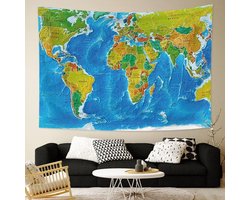 Allernieuwste.nl® Wandkleed Kleurige Wereldkaart Urban Loft Atlas Wandtapijt Wanddecoratie Muurkleed Tapestry - Kleur - 200 x 150 cm