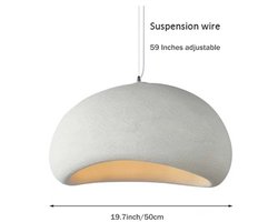 Allero Hanglamp - Hanglamp Eetkamer - Hanglampen - Ovale Hars Hanglamp - 50 cm - Japanse wabi-sabi stijl - Witte Lamp - Japandi