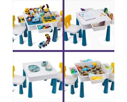 【Alles-in-1 Profi Promo】Bouwtafel set - Kindertafel met 2 Stoeltjes en 4 Bakjes - Blokkentafel - Speeltafel - Blokken Tafel Kinderen - Constructie Speelgoed 2, 3, 4, 5Y - Geschikt voor Duplo (Grote) & Lego (Kleine) Bouwstenen
