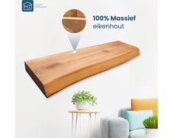 Alles Industrieel Zwevende Wandplank Eiken - Zwevend Wandplankje Hout - Boomstam Effect - 80cm