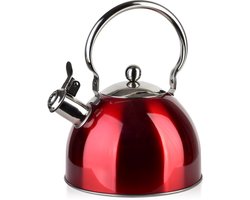ALLESKEN LIAM - Traditionele Fluitketel - 2,5 Liter - Rood - Roestvrij Staal