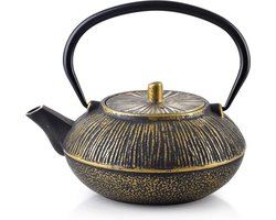 Allesken - Theepot zwart met gouden accenten - RVS filter - 800ml
