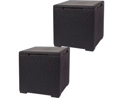 Allibert 2-in-1 Opbergbox en Tafeltje - 37 x 37 x 37 cm (Set van 2)