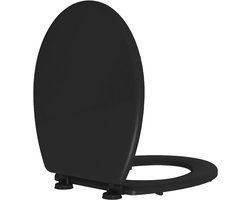 Allibert Aciero WC Bril - Standaard Toiletbril - Mat Zwart - Hout - RVS Scharnieren