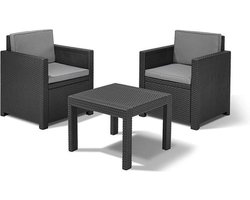 Allibert - Balkonset Victoria - 3-delig - Wicker - Antraciet
