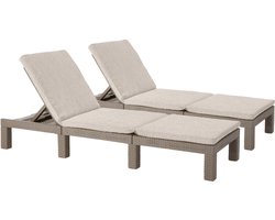 Allibert Daytona Deluxe Ligbed - 3 posities - 65x195x25,5cm - 2 stuks - Cappuccino