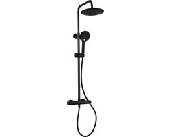 Allibert Loft-Game Douchekolom - Regendouche - Ø 22,5 cm - Met thermostaatkraan - Mat zwart