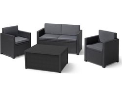 Allibert Monaco Loungeset + Arica tafel - 4 a 5 personen - Grafiet