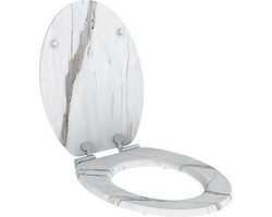 Allibert Naturo WC Bril Softclose Wit Marmer - Toiletbril Met Print - Wc-Brillen Universeel