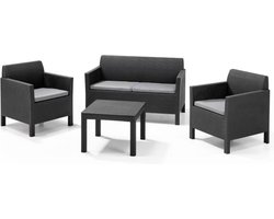 Allibert Orlando Loungeset - 4-personen - Grafiet
